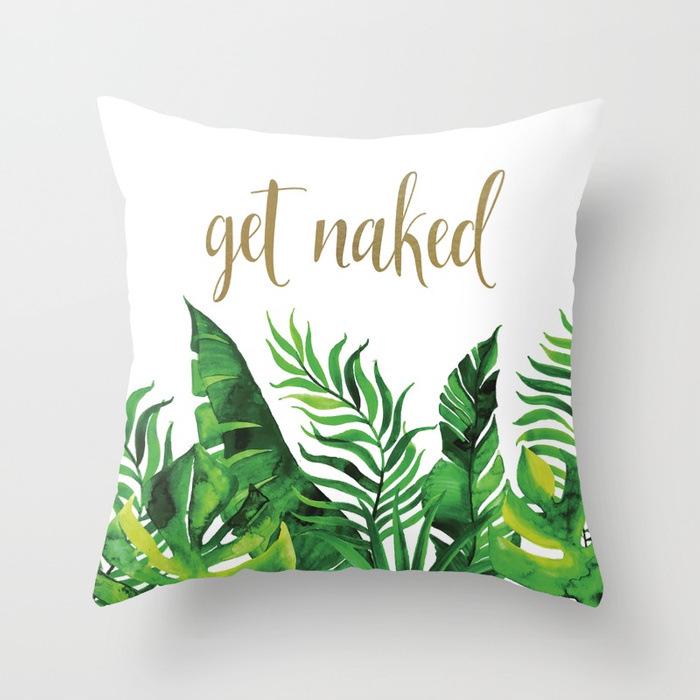 Fashionable Tropical Plant Polyester Pillowcase Office Fabric Sofa Cushion Cover Home Peach Leather Velvet Pillowcase
