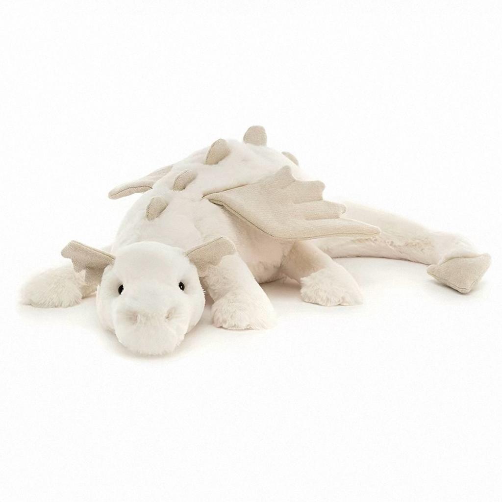 Peluche Soffice Drago Azzurro Cielo Giocattolo di Peluche da JC, Bambola Drago con Spine Colorate e Ali Bianche per Regalo di Compleanno per Bambino