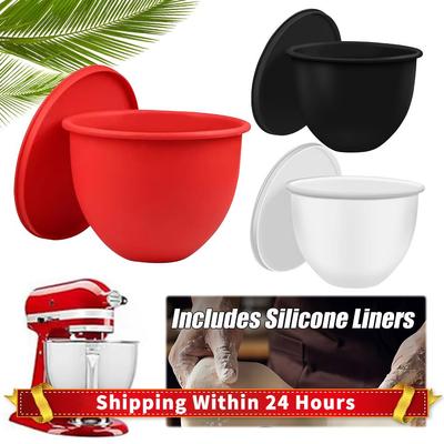 5-Quart Mixer Liner Wear Resist Beater Attachment Liner Detachable Silicone Kitchen Bowl for Kitchen Aid Tilt-Head
