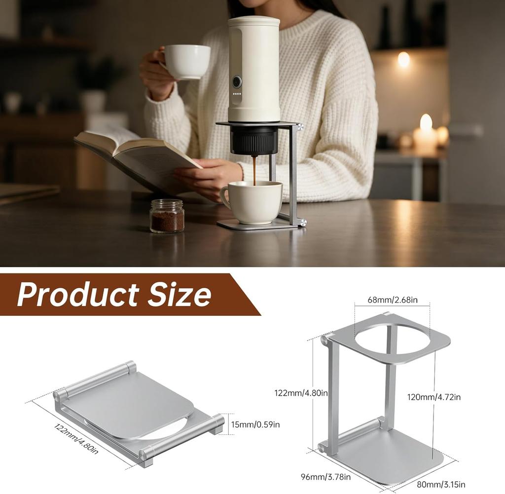Faltbare Kaffee-Aluminiumlegierung Rückenlehne für Paare Schaumstoff Kabellos Elektrisch Tragbar Espresso Tropfhalter Ständer Rückenlehne