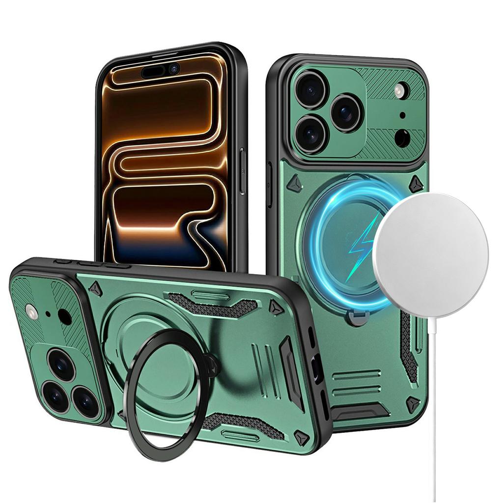 For iPhone 17 Pro Max Case Compatible with MagSafe Shockproof TPU + PC Phone Back Cover with Kickstand