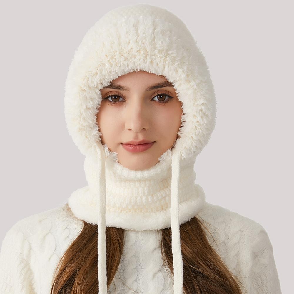 Hooded Siamese Cap Kit Wind-Resistant Winter Knitted Hat for Cold Weather