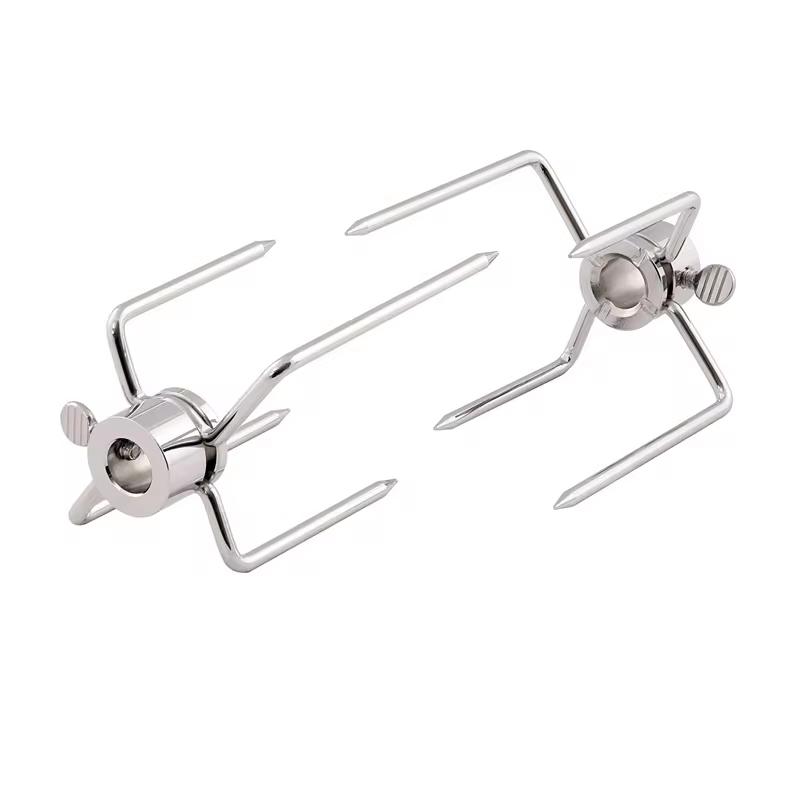 

2pcs/set Rotisserie BBQ Forks Stainless Steel Spit BBQ Forks Charcoal Chicken Grill Rotisserie Meat Fork BBQ Tool YY084 серебряный