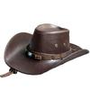 Solid Color Western Cowboy Hats Faux Leather Jazz Cap Casual Cowgirl Cap  Unisex