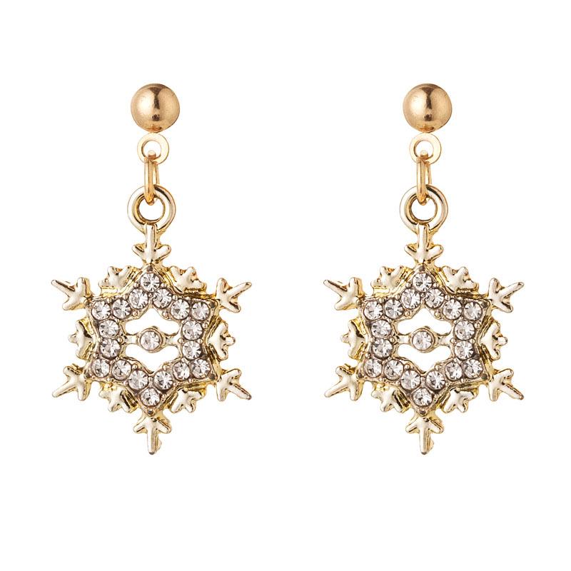 Versatile Full Diamond Snowflake Christmas Stud Earrings