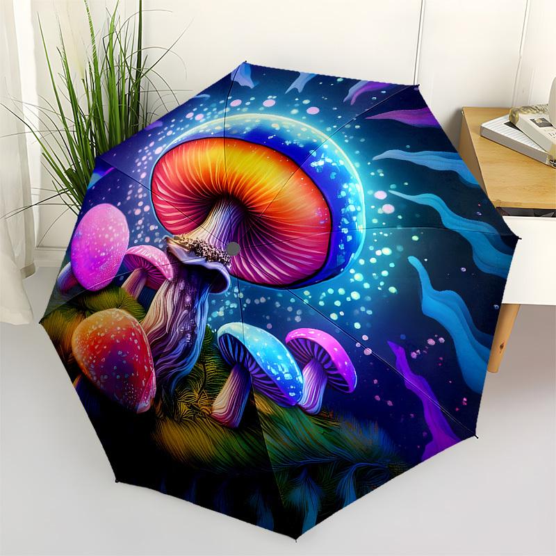 1pc Psychedelic Mushroom Fantasy Umbrella with Plastic Handle,Suitable for All Seasons Home Travel Outdoor UmbrellaB1669