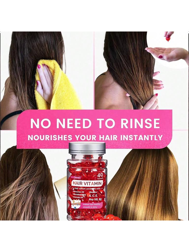 40pcs Hair Care Vitamin Serum - No Rinse, Infused With Moroccan Argan Oil, Avocado Oil, Vitamins A