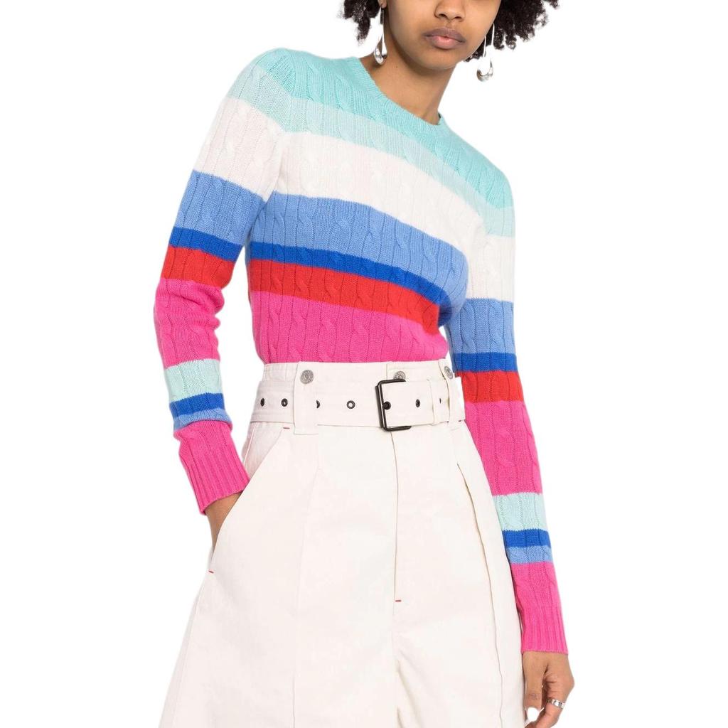 Polo Ralph Lauren FW22 Colorful Striped Cashmere Sweater Women sweater Blue 211856723-001