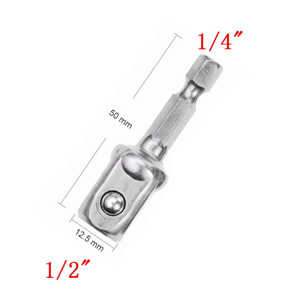 Chrome Vanadium Steel Socket Adapter Hex Shank to 1/4" 3/8" 1/2" Extension Drill Bits Bar Hex Bit Set Power Tools tightly Newest