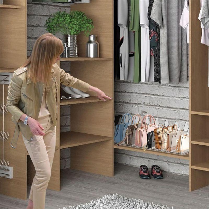 A84X-Purse Organizer For Closet, 8Pcs Adjustable Clear Handbag Storage Organizer, Shelf Dividers For Bedroom, House, Office