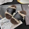 European autumn and winter wool shoes niche design lamb wool high-end sense thick sole outer wear retro belt buckle cotton slippers women