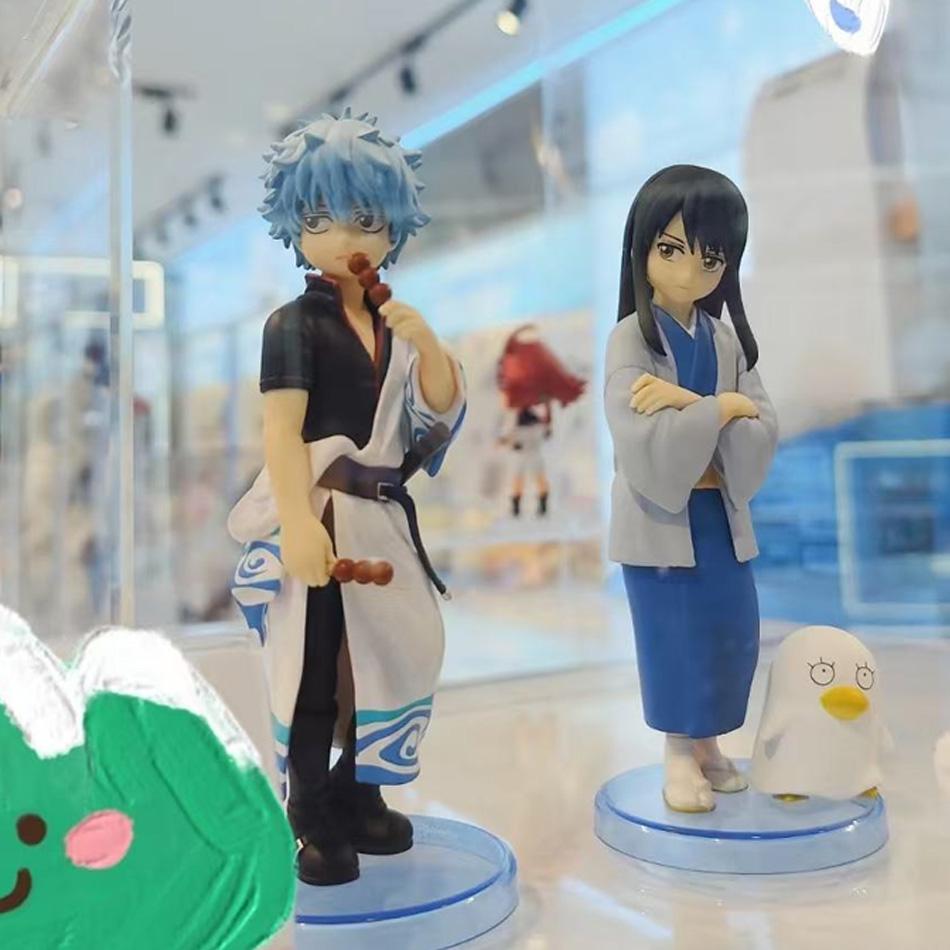 In Stock 14CM Anime Gintama Figure Sakata Gintoki Katsura Kotarou Animation Model Toys Gifts Collection Decoration Ornaments