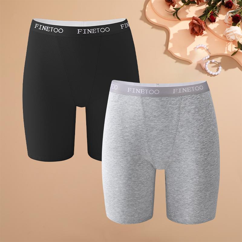 2pcs Women's High Waisted Boxer Briefs Cotton Plus Size Panties Sexy Elastic Waistband Sports Shorts Casual Comfortable Lingerie
