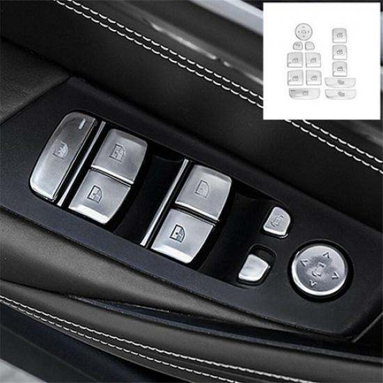 13 Pieces Silver Car Driver Door Button Cover Sticker For BMW 5 Series G30 18-23