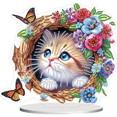 2D/Flat DIY Diamond Painting Desktop Ornaments Kit Double-Sided 5D DIY Diamond Art Tabletop Decorations Bedroom Table Decoration