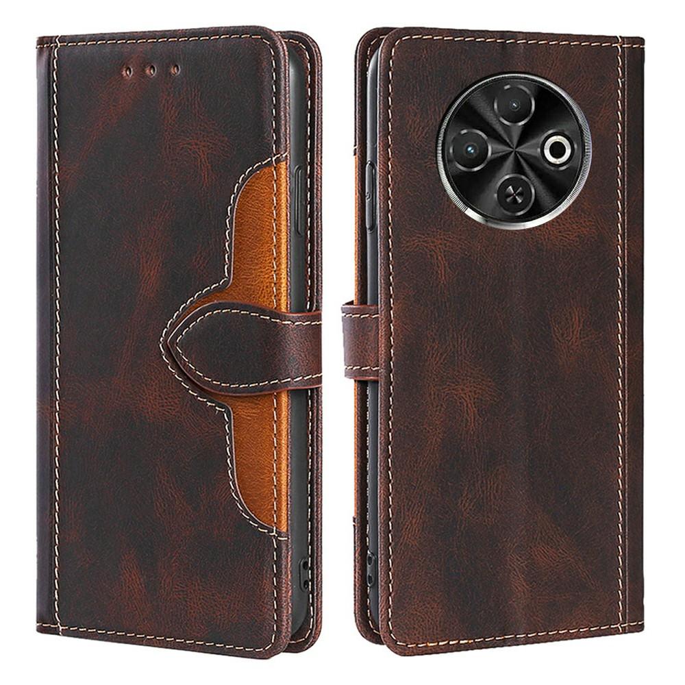 For TECNO Spark 30C 4G Case Leather Wallet Phone Cover with Straw Hat Magnetic Clasp