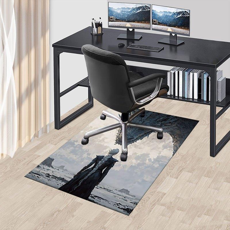 1pc Fire and Blood Office Carpet Chair Mats, Home Decor Mat | Fantasy Theme Mat | Durable Mat, Dragon DecorB14