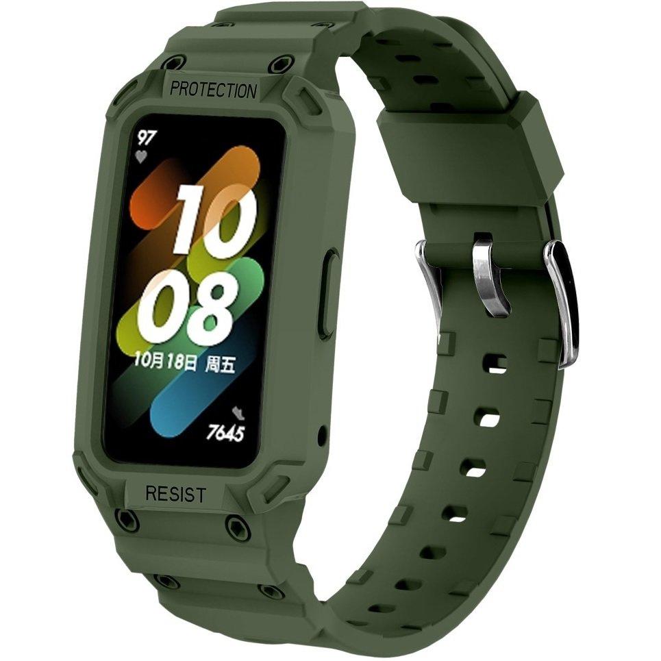Strap with Case for Huawei Band 6 / Huawei Band 7, Green