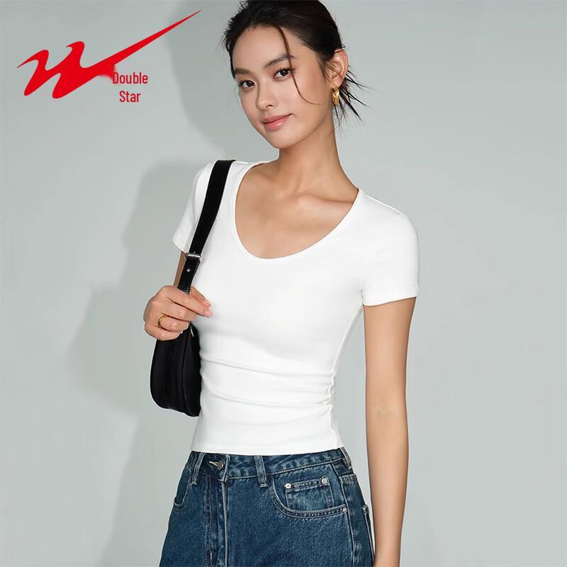 Women s U-Neck Slim-Fit Short Sleeve Crop Top S
