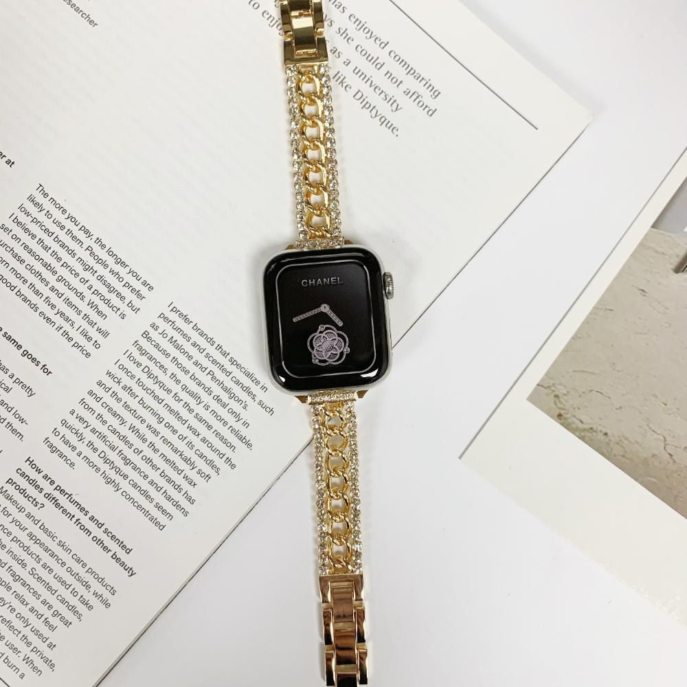 Luxury Diamond Band for Apple Watch Series Ultra 9 8 7 41 45mm Stainless Steel  Bracelet for IWatch 4 5 6 40 44mm 38 42mm Strap