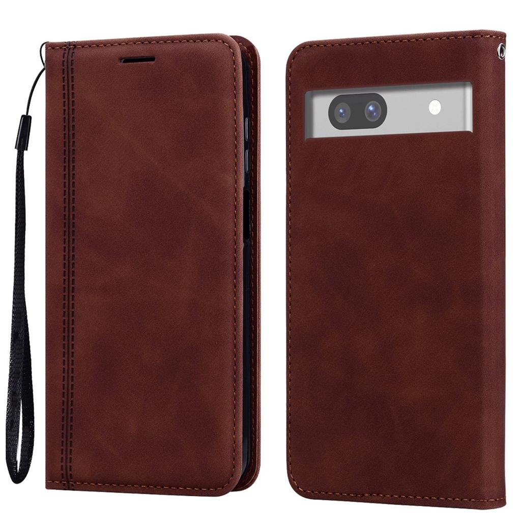 Magnetic Closure Flip Wallet Phone Case for Google Pixel 7a Vintage PU Leather Card Holder Cover