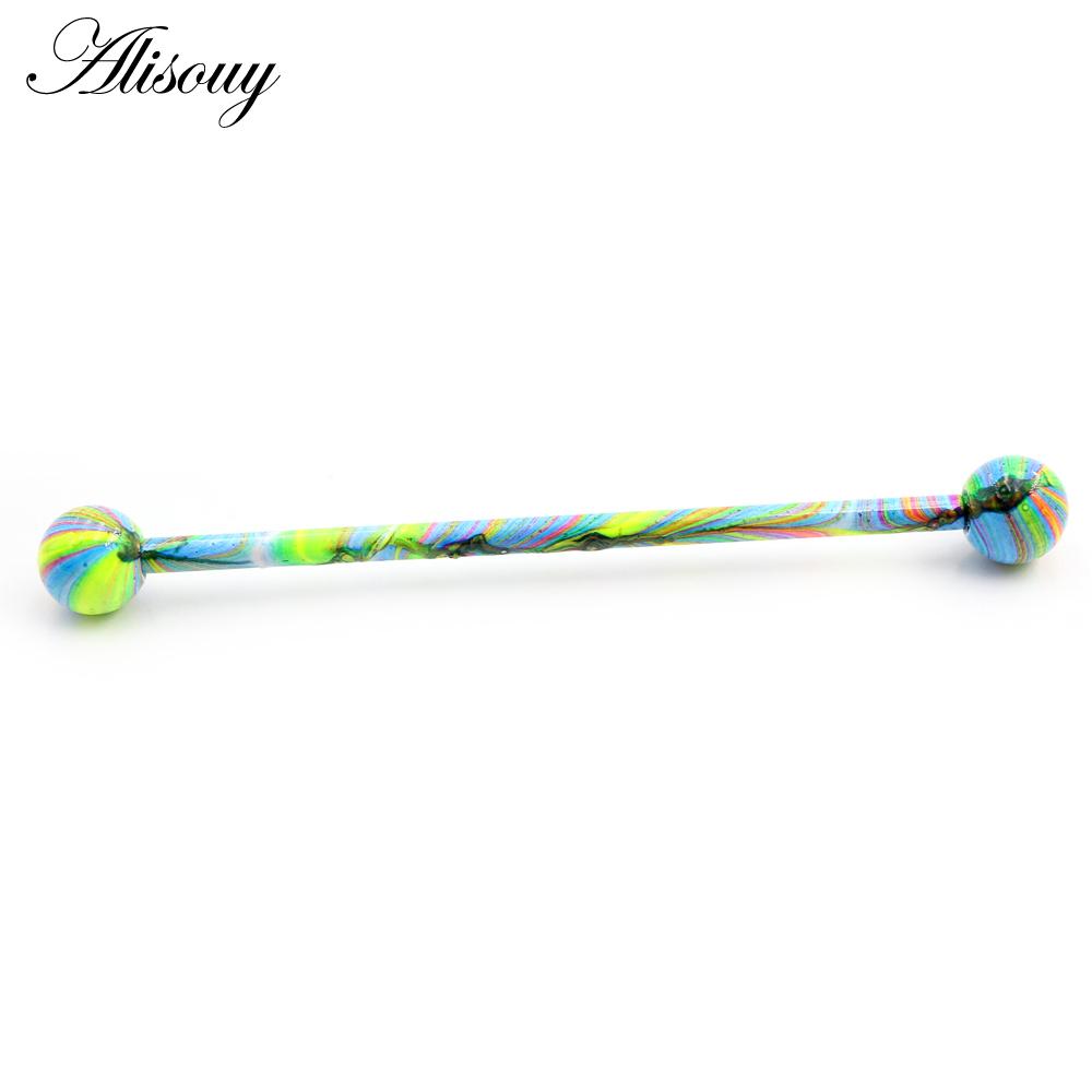Alisouy 2PC Candy Backfarbe Edelstahl Kugel Ohrring Piercing Industrial Barbell Bar Gerüst Ohrknorpel Helix Schmuck