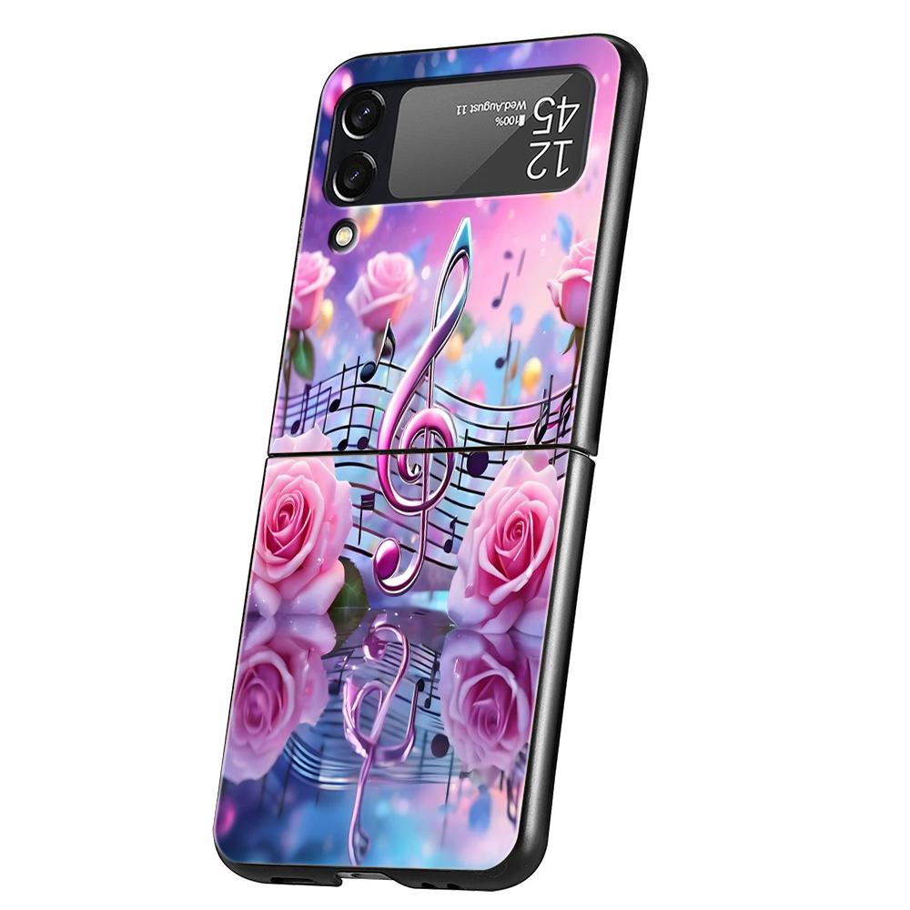

Жесткий ПК чехол для телефона Samsung Galaxy Z Flip 7 6 5 4 Черная крышка для Galaxy Z Flip 3 Складной Ins Корейский Милый Музыкальная нотация Z Flip 4