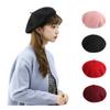 Women Warm Wool Fashion Solid Color Beret Cap Flat Cap Knit Cashmere Hat