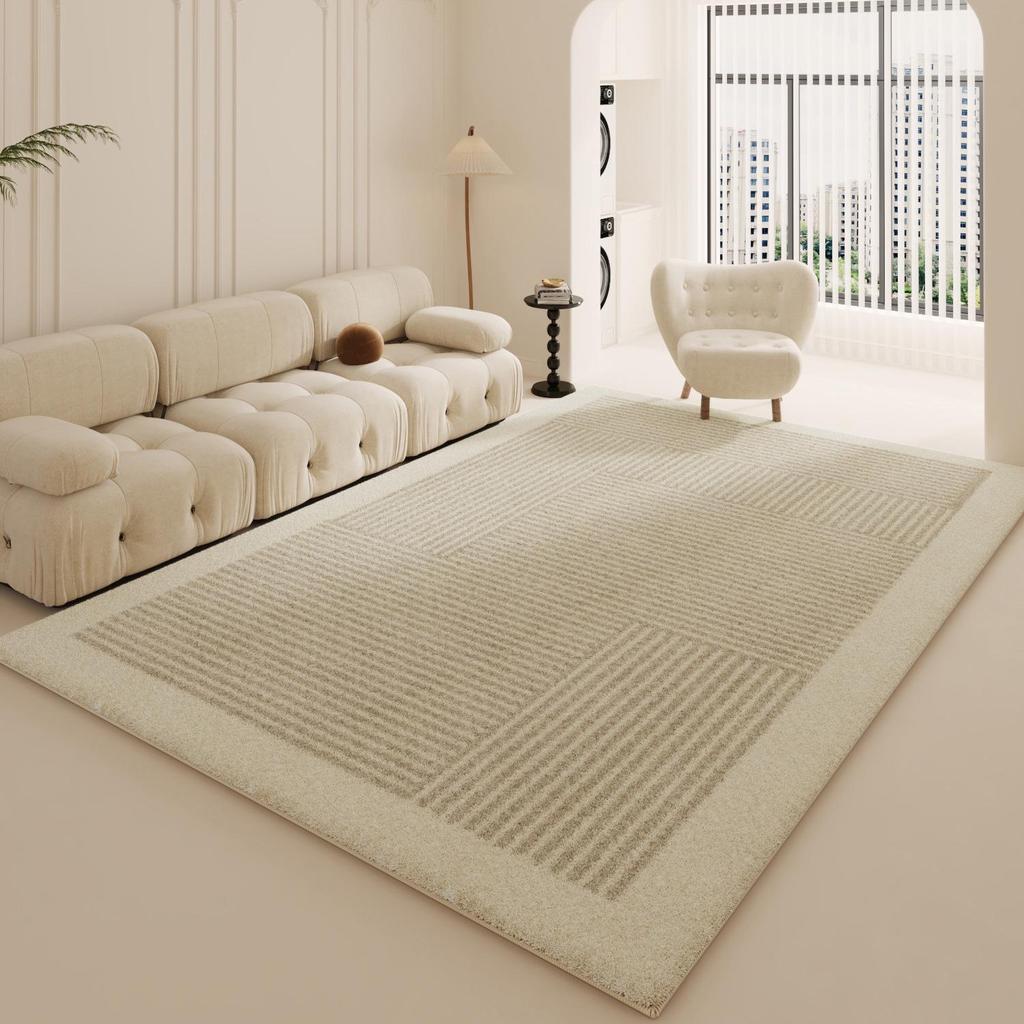 2024 Modern Cream Long-Haired Bedside and Living Room Carpet