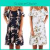 Damen Blumen Off-Shoulder Trägerkleid Für Mühelosen Lässigen Strandstil