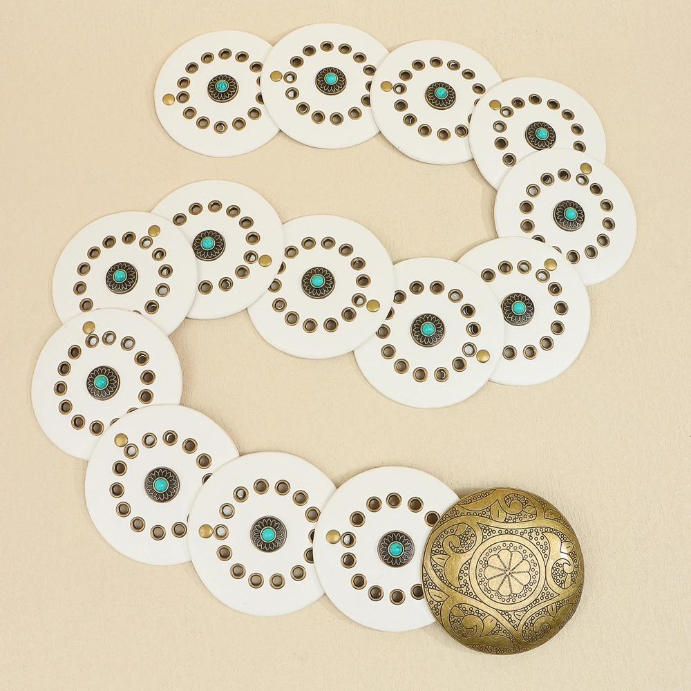 Adjustable Western Leather Waistband Exaggerated Carved Buckle Waist Belt Jeans Decor