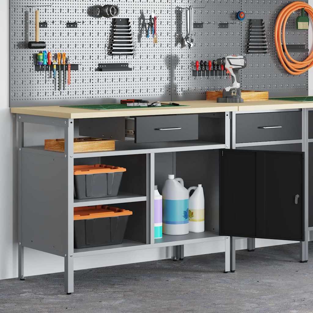 Workbench with Drawers Black and Gray 100 x 55 x 85 cm
