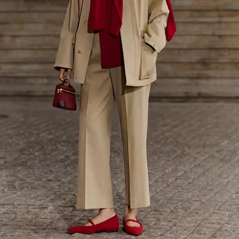 

Elegant Intellectual Combed Cotton Straight Trousers - Spring 2026 Collection Small
