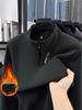 Herrplush halvzip med upprätt krage fleece sweatshirt för höst/vinter