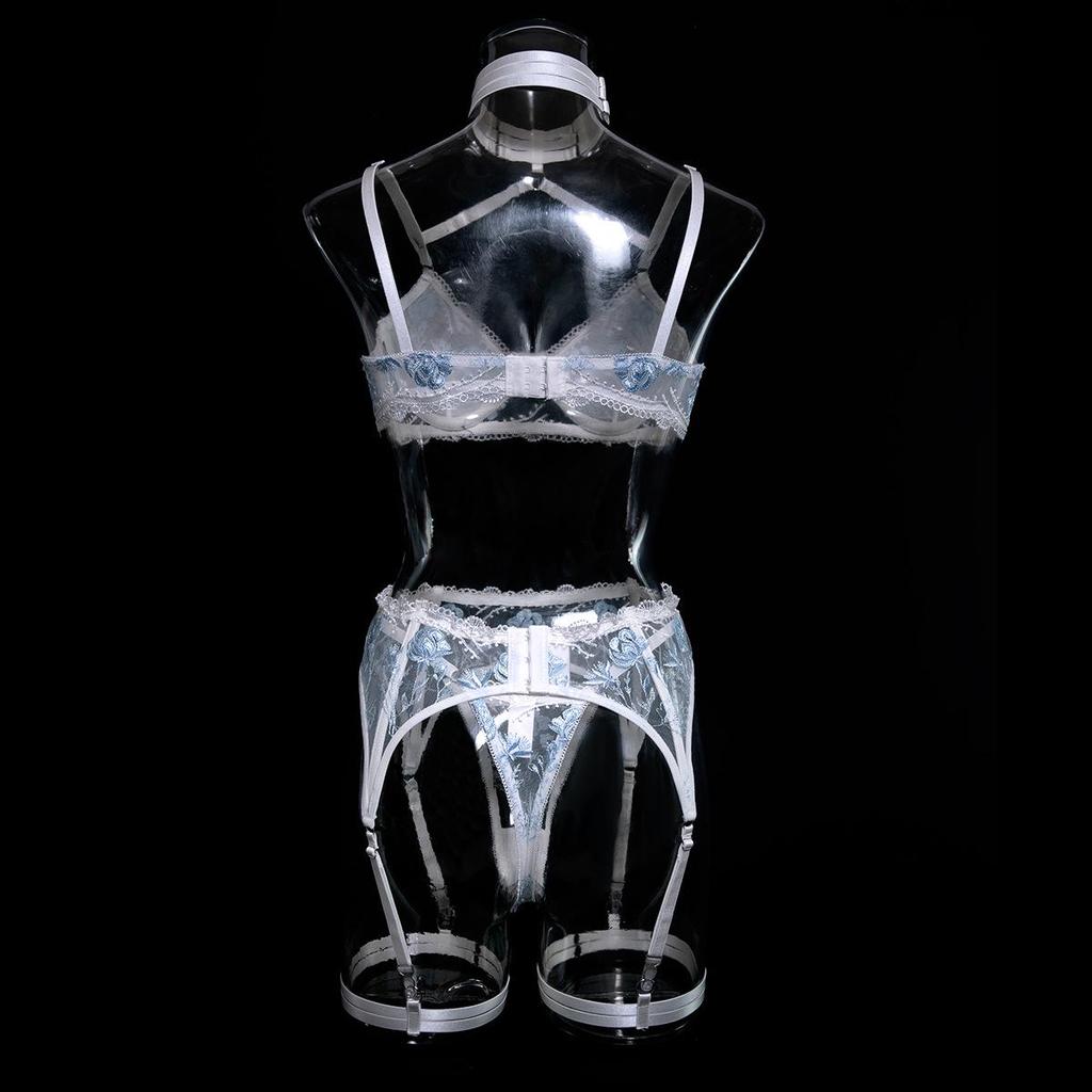 Cecilia Women's Sexy See-Through Embroidery Lace Lingerie Set