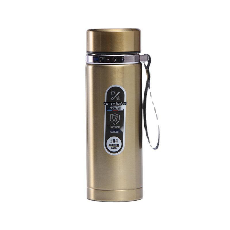 Gradient Rostfritt Stål Smart Isolerad Vattenflaska med Snodd - Stor Kapacitet, Bärbar för Utomhussporter