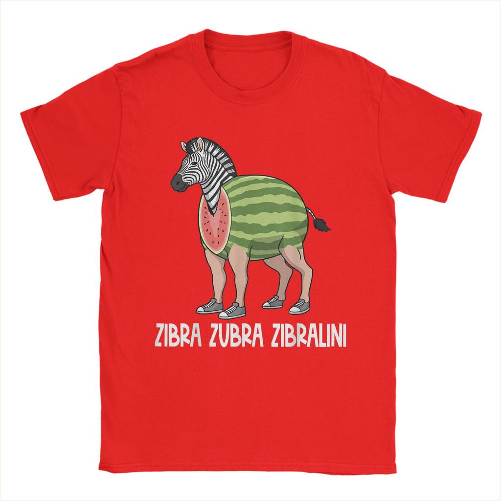 Men T-Shirt Italian Brainrot Characters Zibra Zubra Zibralini Funny Cotton Tees Short Sleeve T Shirt Round Collar Clothes