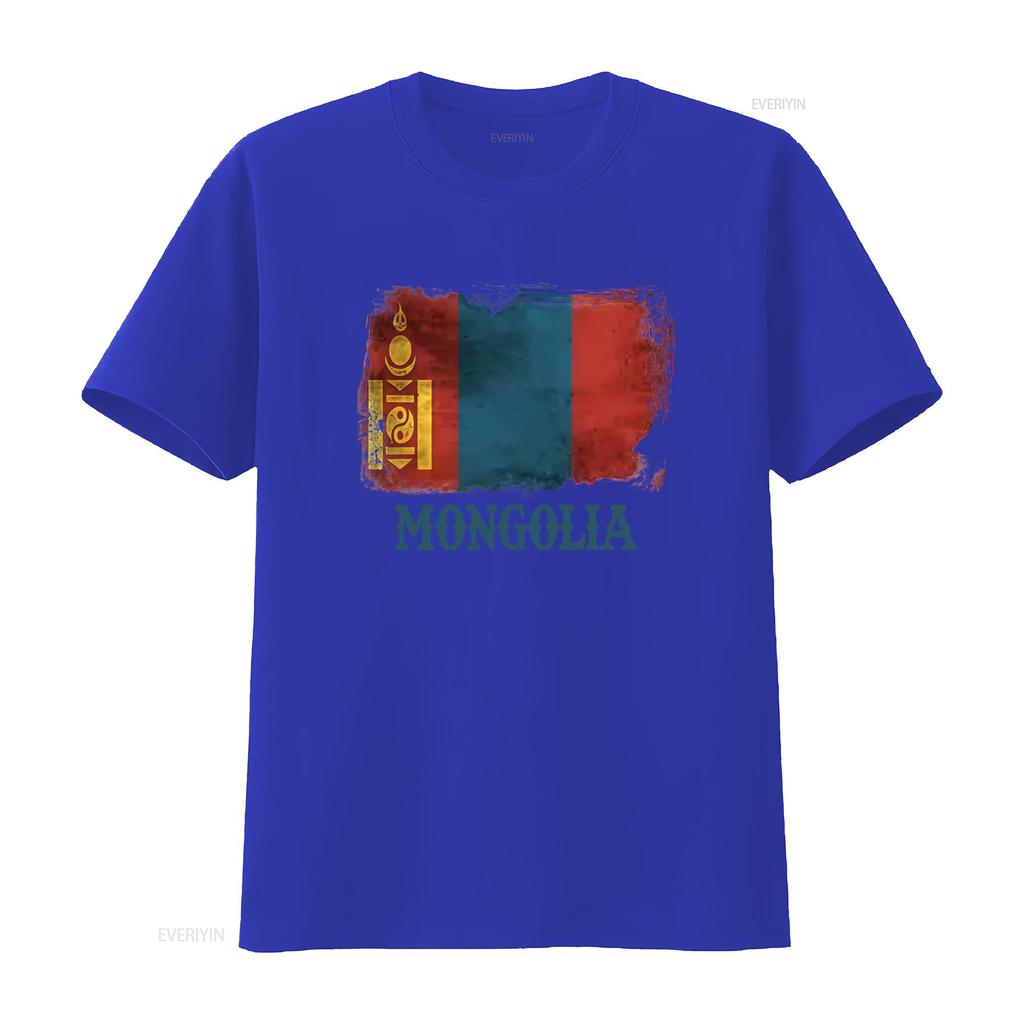 Mongolia Flag T Shirt Asian Country Souvenir Patriotic Design for Proud Mongolians Vintage Washed Unisex Stylish