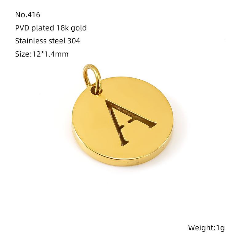 New titanium steel English letter DIY pendant fashionable stainless steel round hollow letter pendant