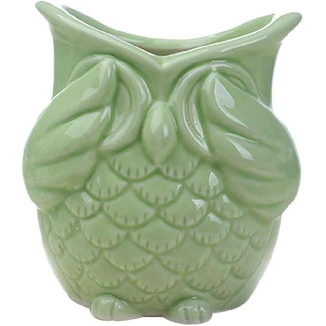 Happyyami Owl Design Ceramic Succulent Planter Pot for Home Office Decor Versatile Container for Cactus and Flowers Cute Animal Pot with Fine