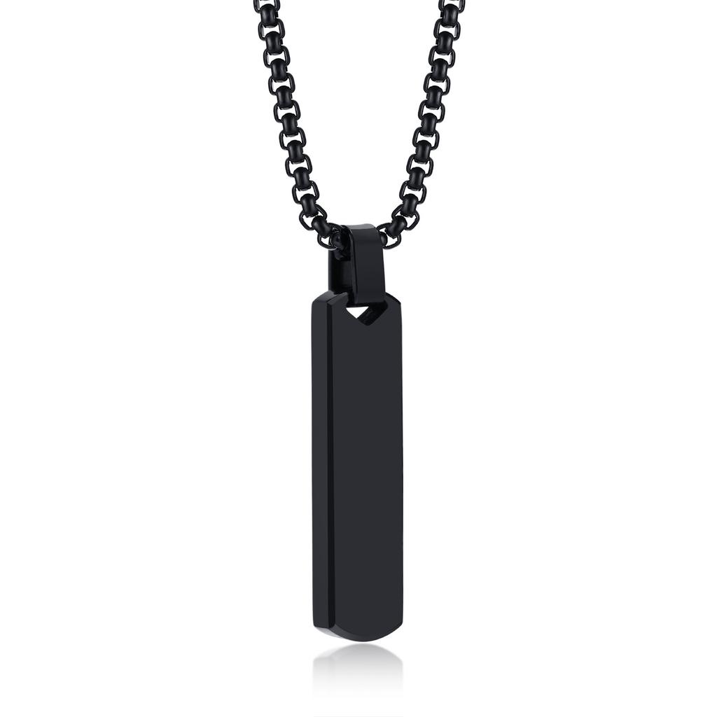 Engraved Jewelry Simple Pendant Stainless Steel Three-Dimensional Rectangular Strip Geometric Necklace Men'S Jewelry Pn-1676