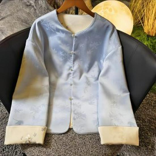 

Elegant Autumn Jacquard Cardigan for Middle-Aged Women: Stylish 2026 Short Jacket in National Style 2XL синій