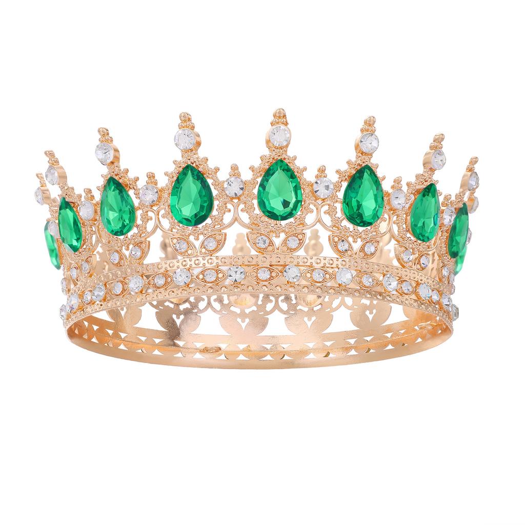Grüne Kristall Diademe und Kronen Stirnband für Damen Party Strass Krone Braut Hochzeit Haar Accessoires Schmuck Krone Diadem