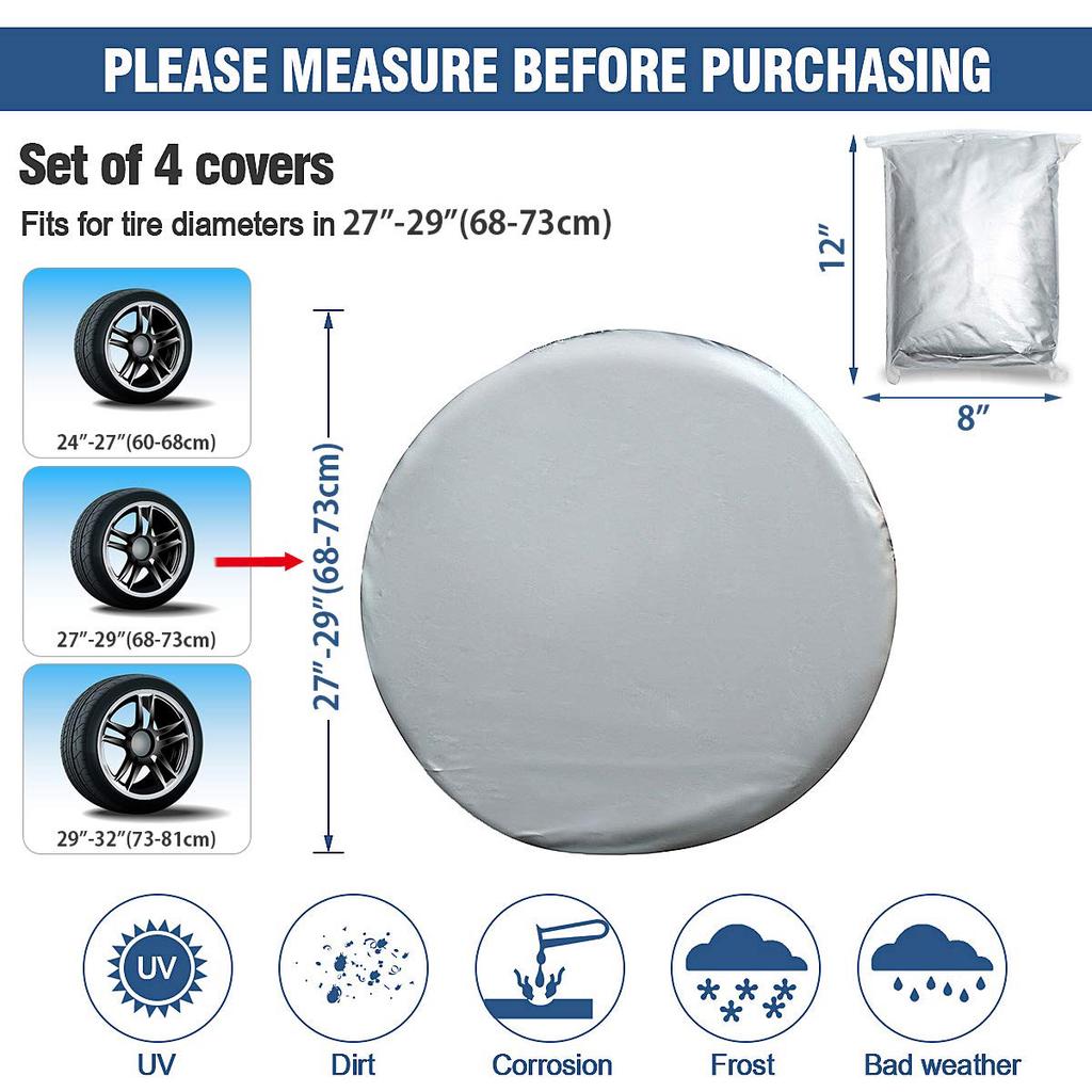 Universal 27 29 inches Tire Covers Pack RV Wheel Trailer Car Truck Sun Protector