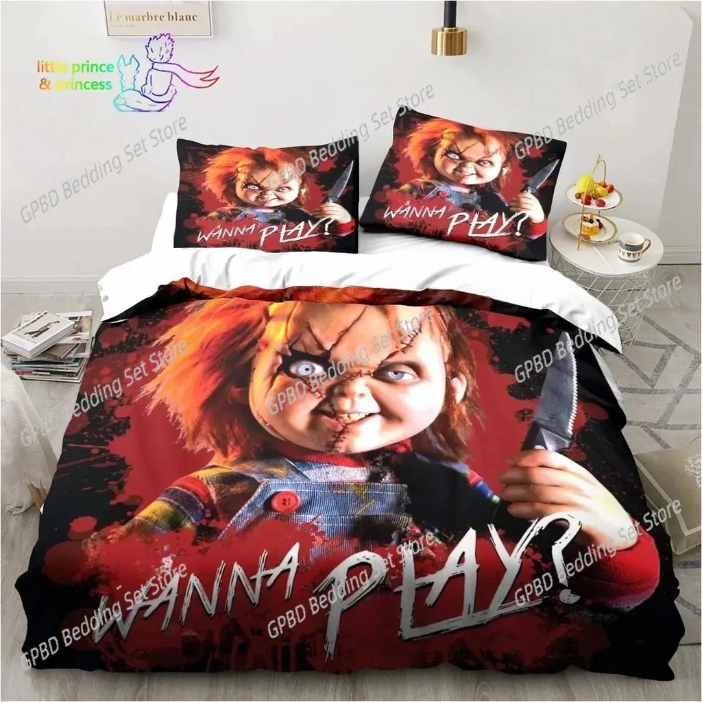 Horror Movie Chucky Bedding Set For Bedroom Soft Modern Bedspreads Comefortable Kids Duvet Cover Quilt Cover And Pillowcase