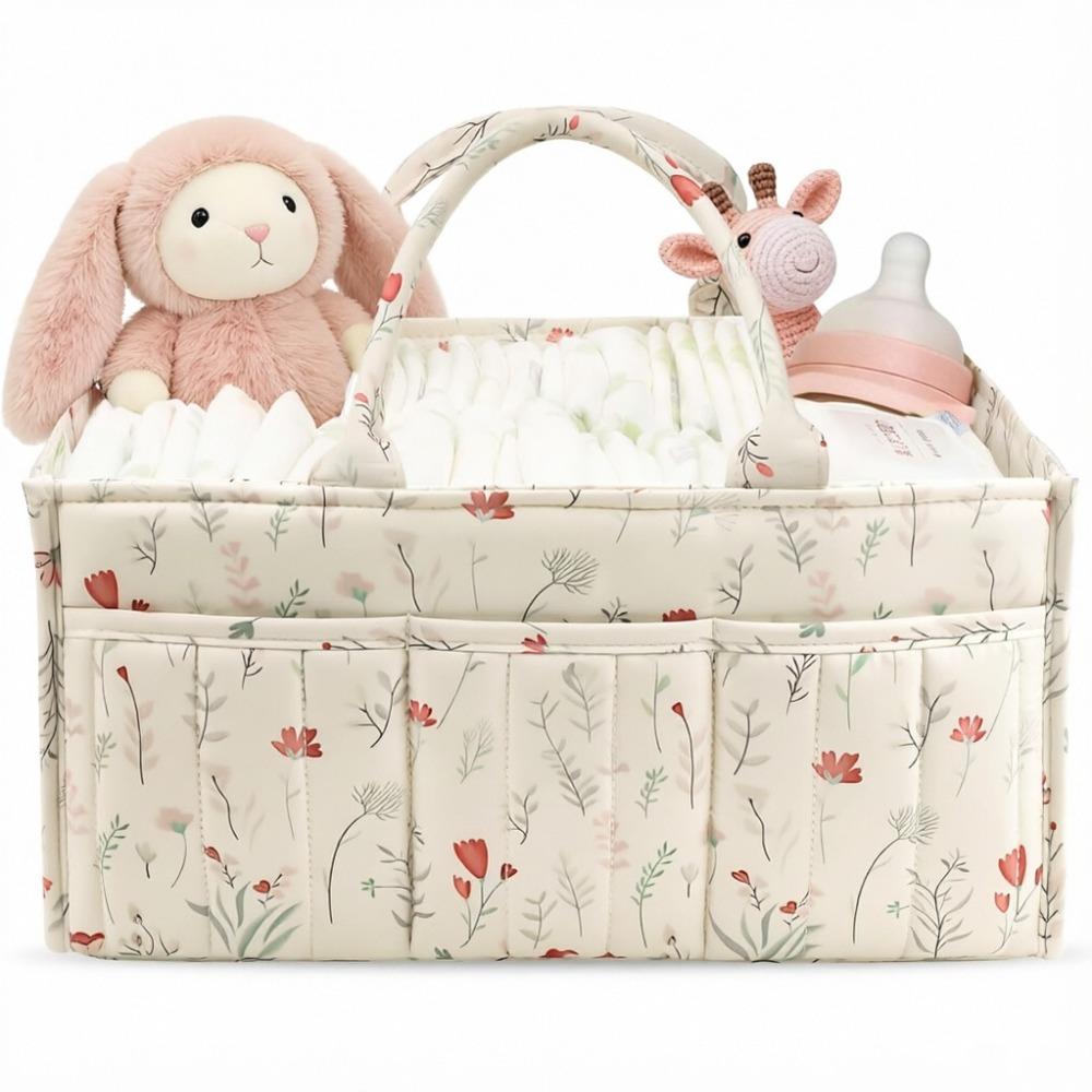 Cesto Portaoggetti Grande Capacità per Nursery Borsa Pannolini Portatile Regalo per Baby Shower
