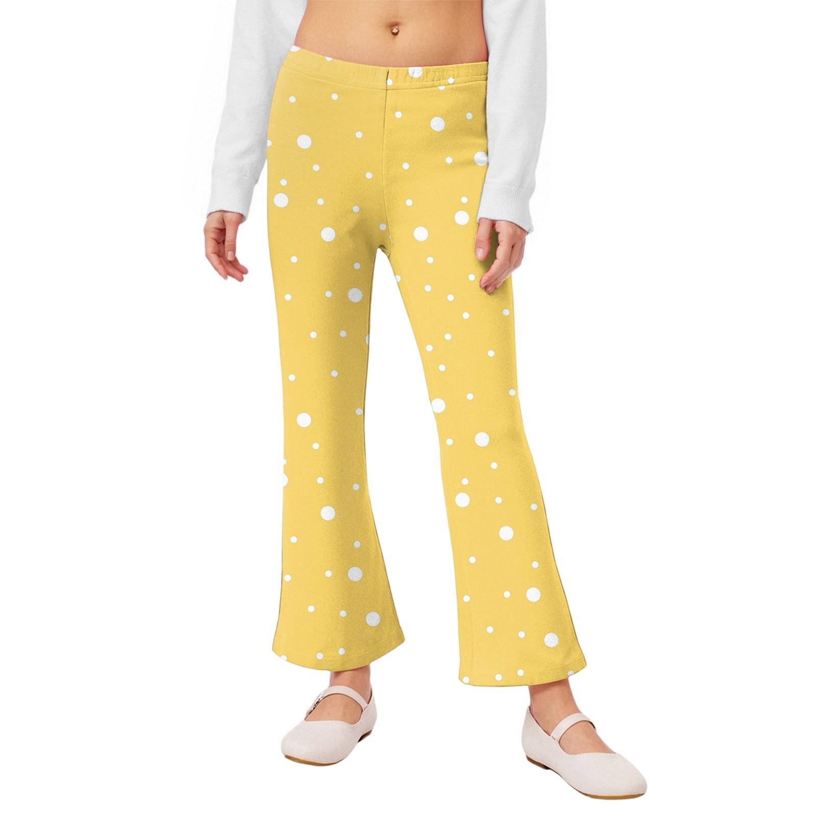 

Girls Flared Leggings - Printed Bell Bottom Pants 130 жёлтый