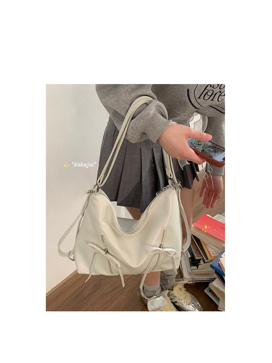 

2025 Женский рюкзак с бантом большой вместимости в корейском стиле с короткими ручками и через плечо белый