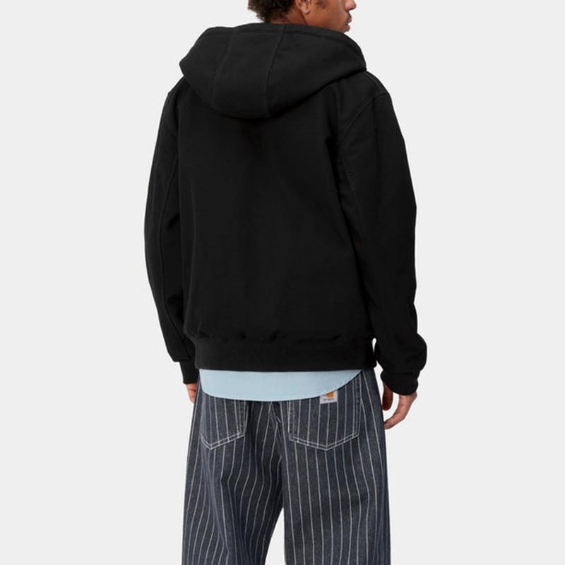 Carhartt WIP SS24 Active Jacket Classic Solid Color Logo Hooded Zip Long Sleeve Jacket Men jackets Black I032939-89-01