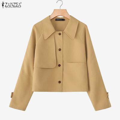 Women Casual Turn Down Collar Loose Long Sleeve Blouse